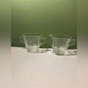 Vtg Federal "Madrid" Clear Depression Glass Sugar & Creamer